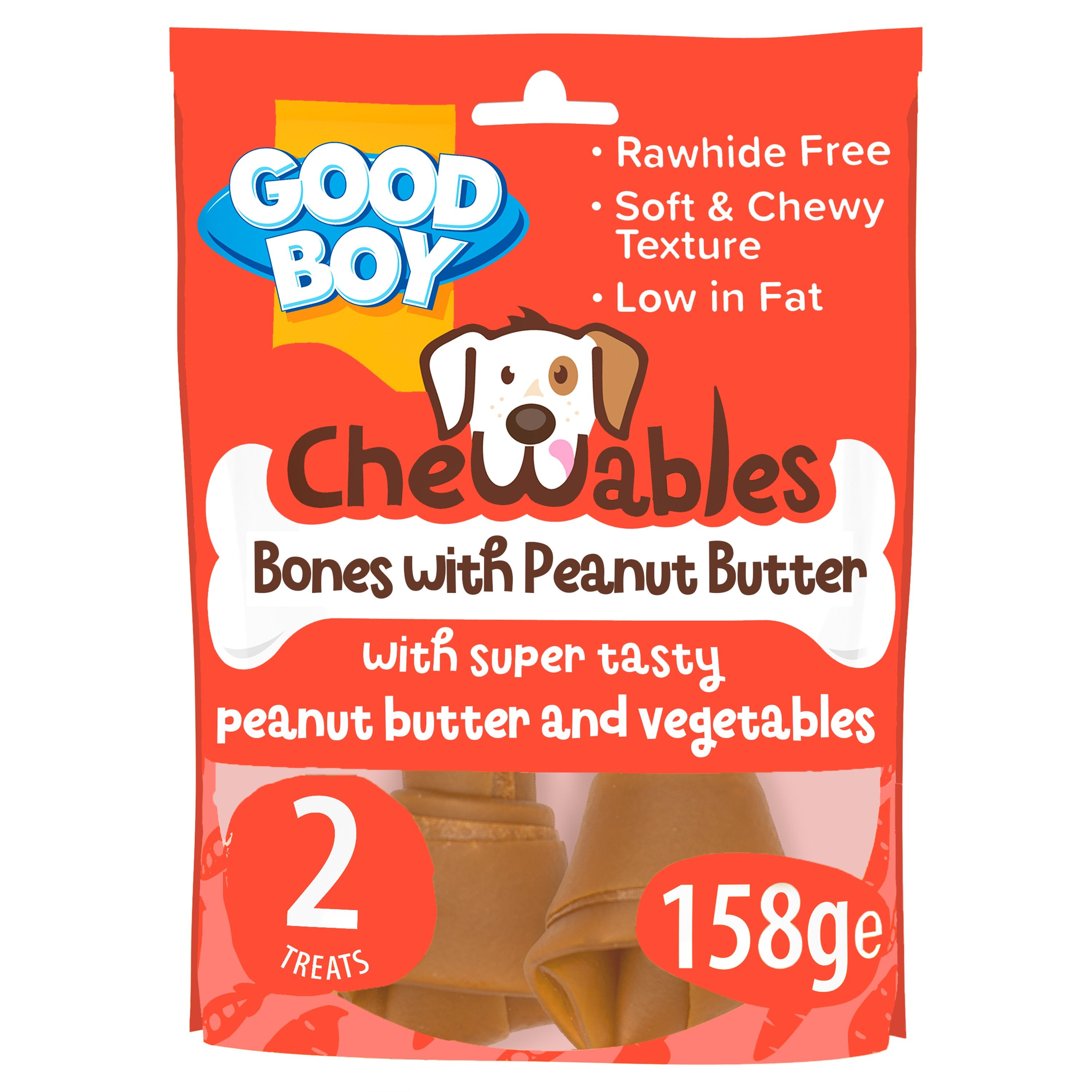 Good Boy Chewables Dog Peanut Butter Medium Bones 2 Pack 158g Ormskirk Pets